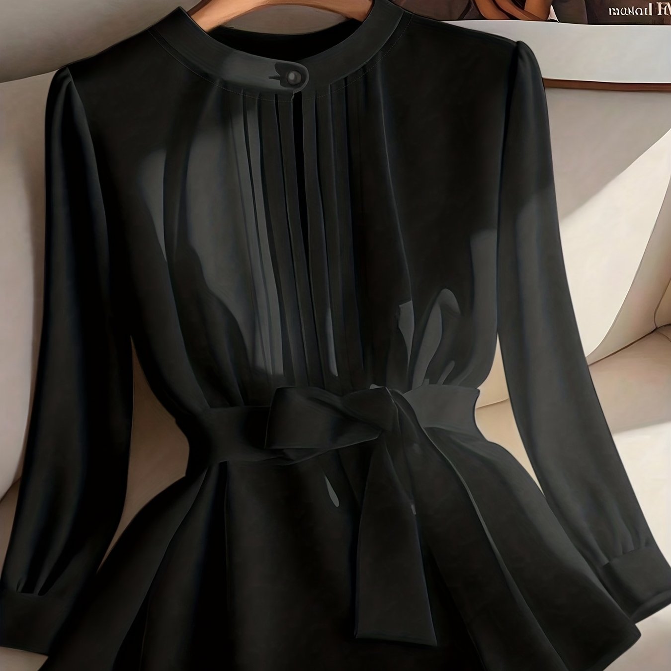 Camisola Elegante de Moda para Mulher, Cor Sólida, Gola Redonda, Manga Comprida, Estilo Casual de Outono-Inverno | Comprimento Normal, Estilo Pulôver