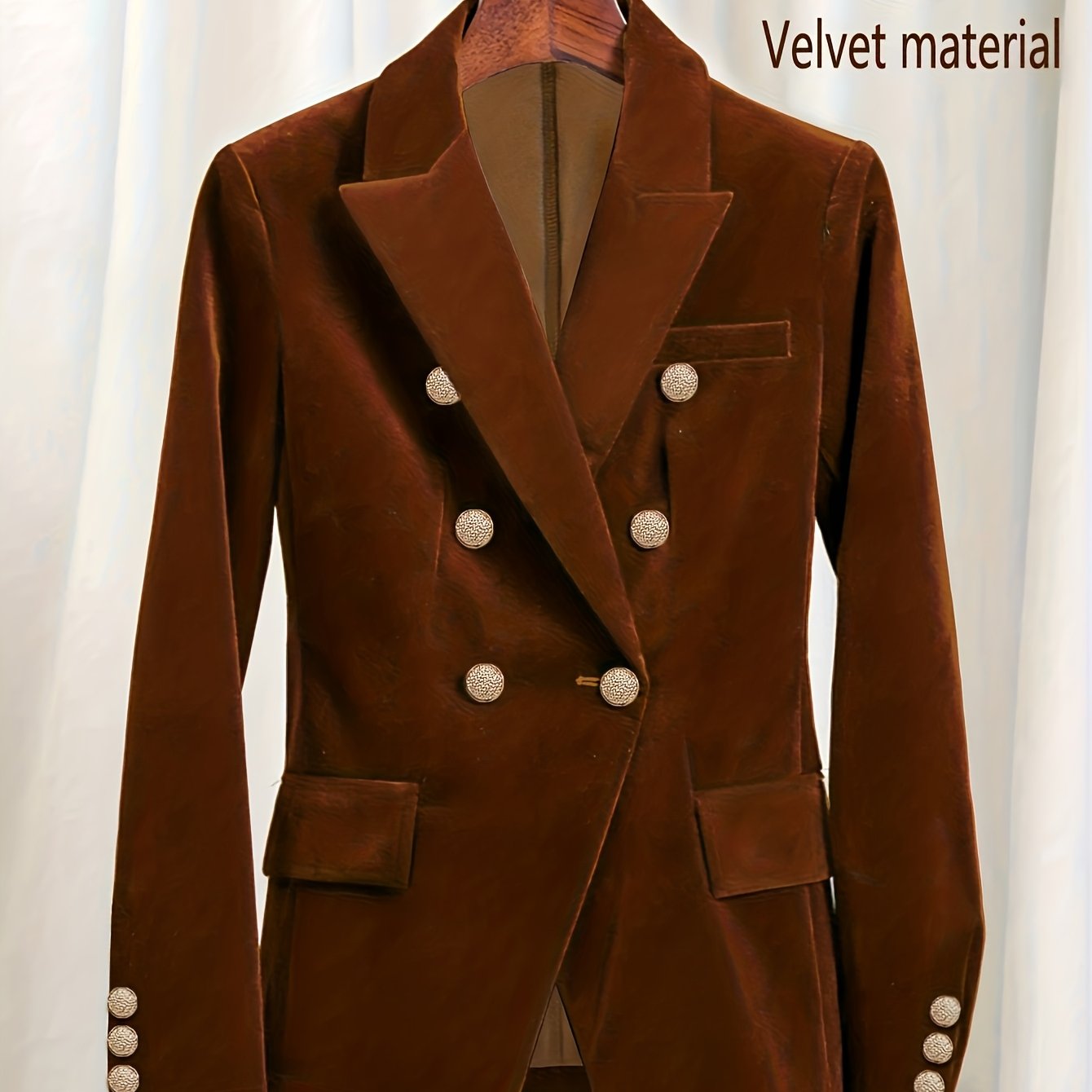 Blazer Elegante Feminino de Inverno com Peito de Botões - Casaco de Terno de Cor Sólida Lavável à Máquina para Traje de Escritório Profissional, Guarda-Roupa de Outono/Inverno, Gola Clássica (Adequado para Eventos Semiformais)