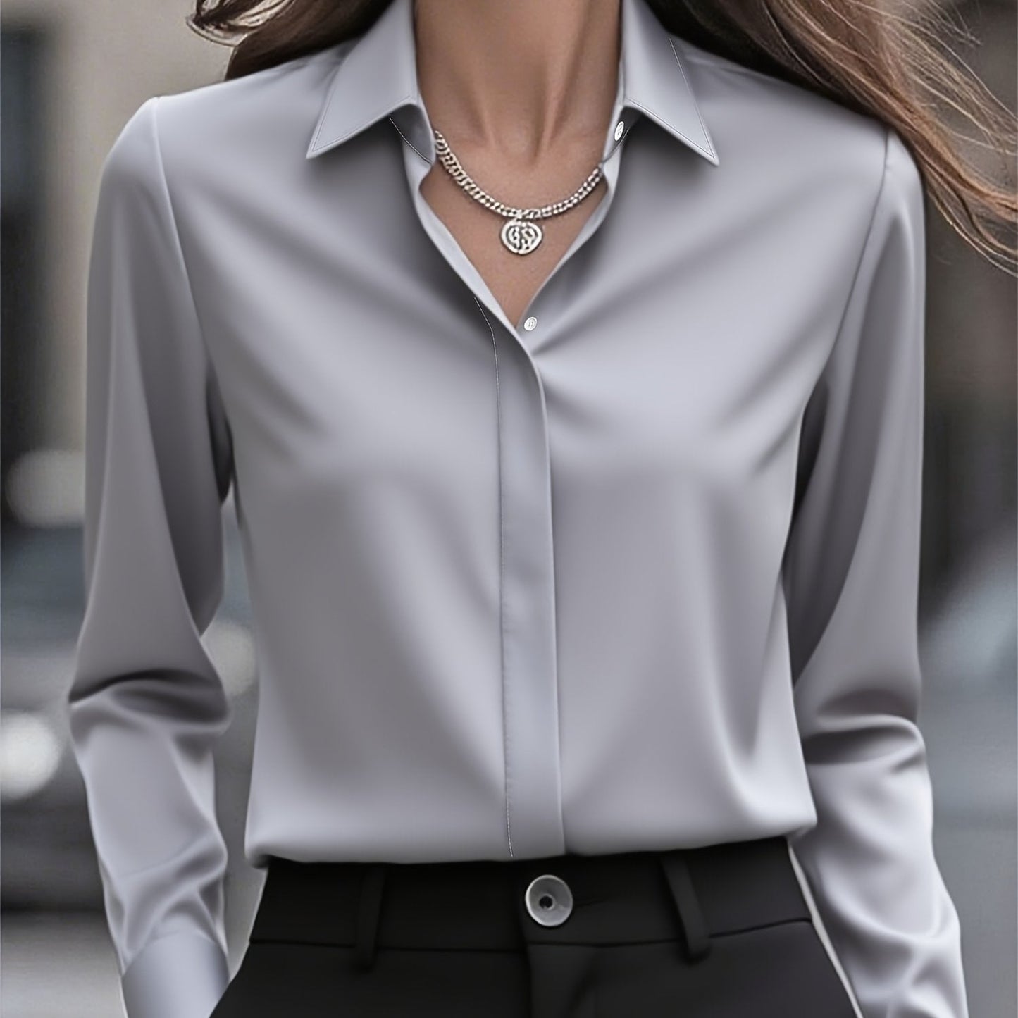 Camisa Interna Feminina de Manga Longa com Botões Ocultos e Design de Moda para Mulheres do Oriente Médio