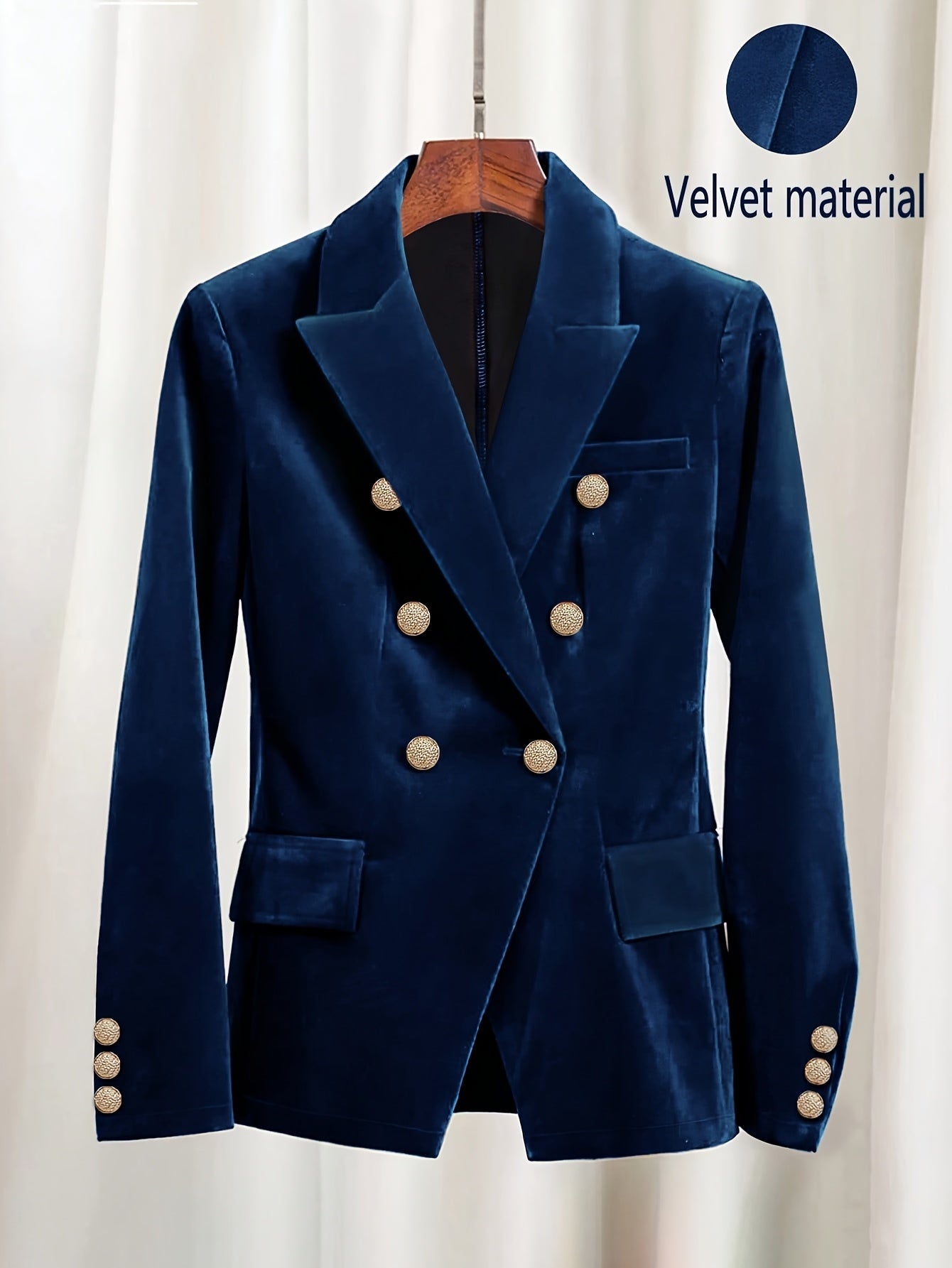 Blazer Elegante Feminino de Inverno com  Peito de Botões - Casaco de Terno de Cor Sólida Lavável à Máquina para Traje de Escritório Profissional, Guarda-Roupa de Outono/Inverno, Gola Clássica (Adequado para Eventos Semiformais)