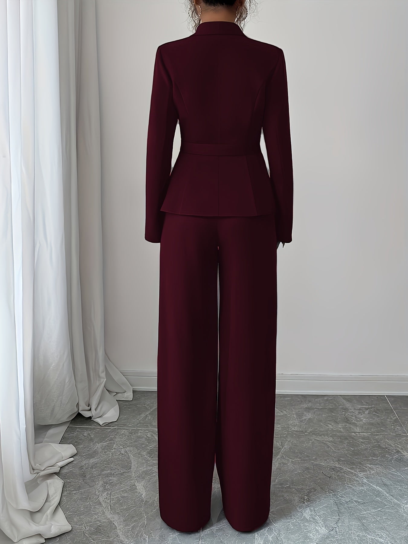 Terno feminino de cor sólida, requintado e elegante, ideal para escritório, deslocamento, estilo urbano, romance francês, casual, retrô do Oriente Médio, chá da tarde, festa, Ação de Graças, volta às aulas, primavera/outono/inverno, terno de duas peças pa