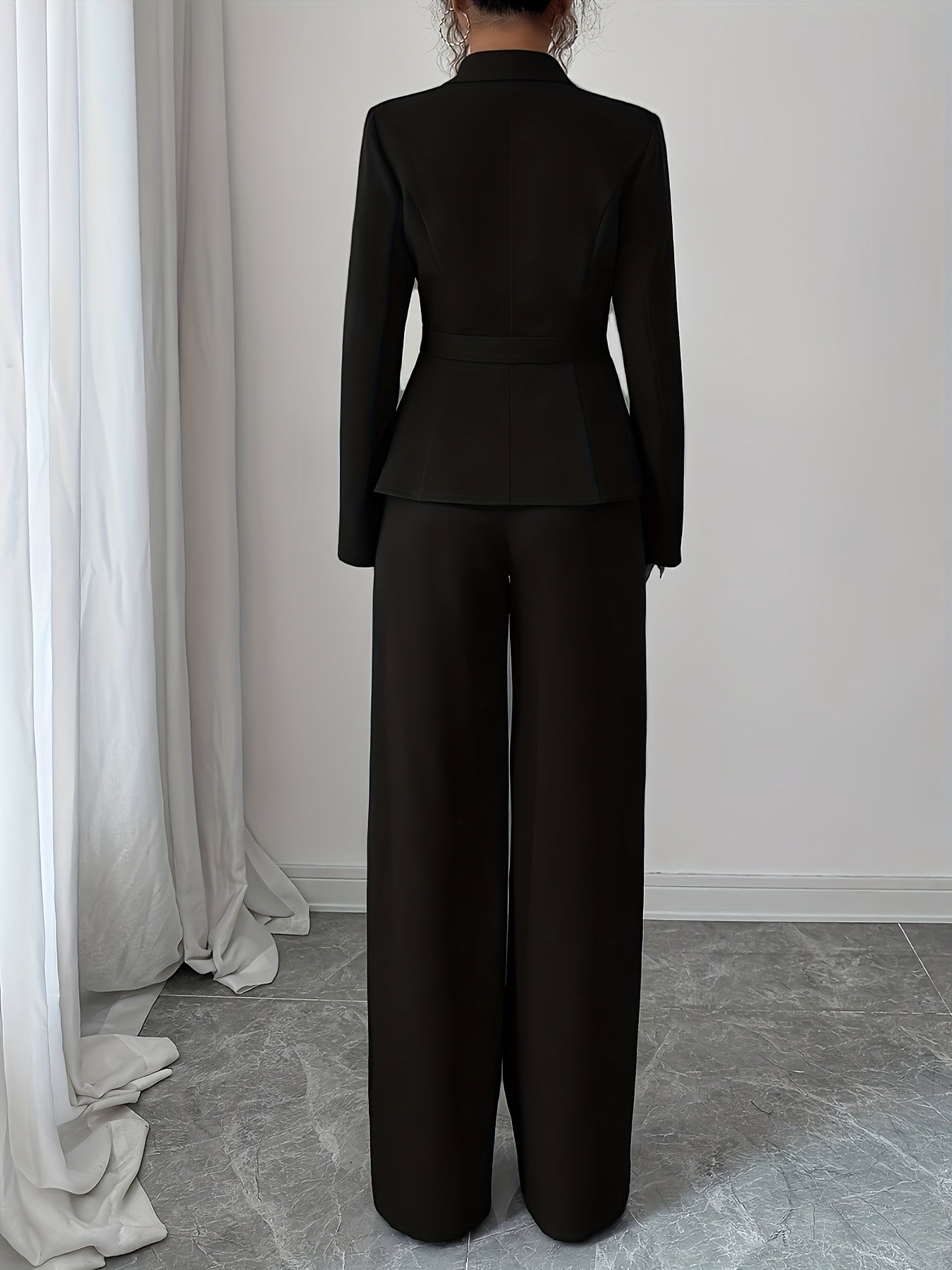 Terno feminino de cor sólida, requintado e elegante, ideal para escritório, deslocamento, estilo urbano, romance francês, casual, retrô do Oriente Médio, chá da tarde, festa, Ação de Graças, volta às aulas, primavera/outono/inverno, terno de duas peças pa