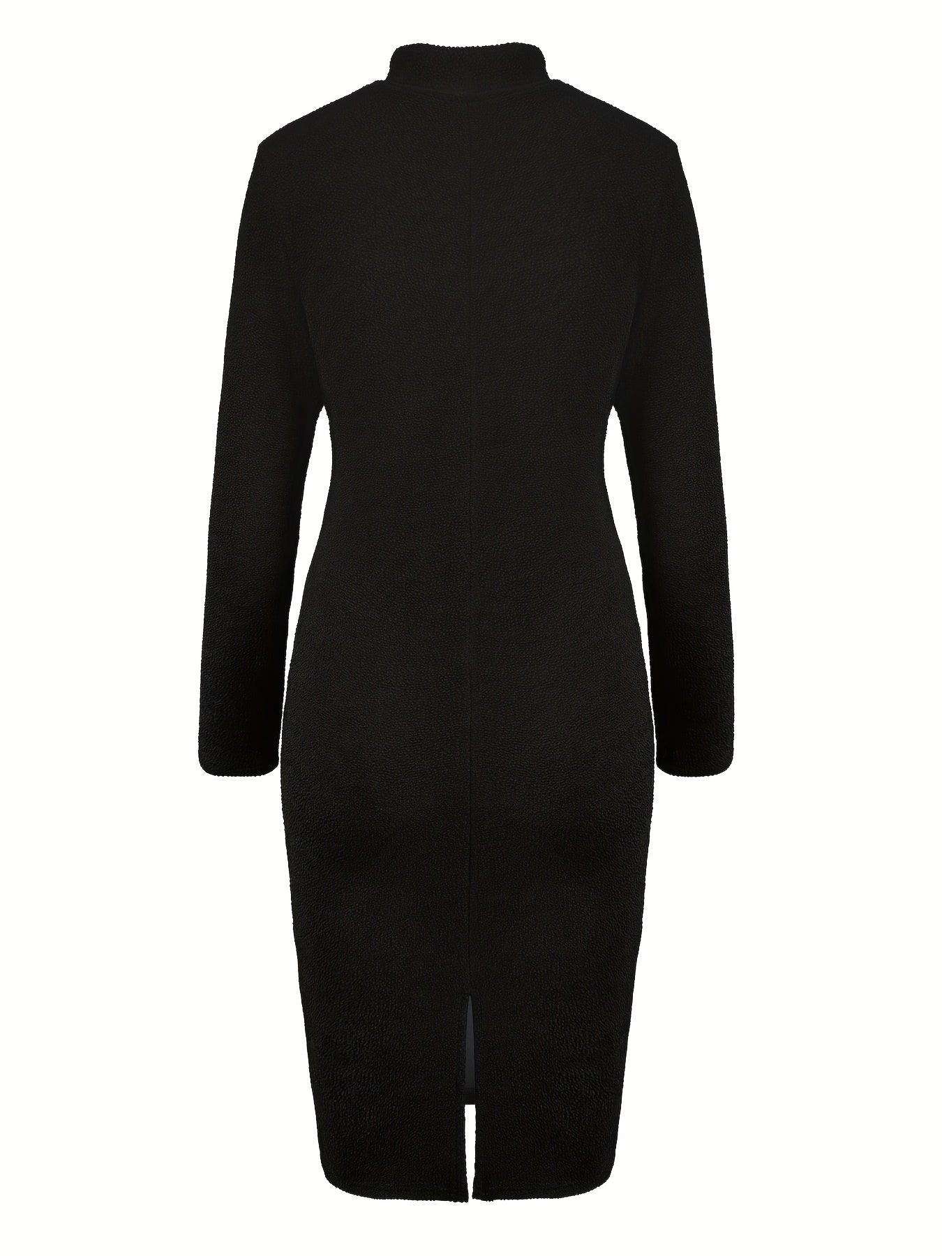 ZLLZ Coleção Elegante Vestido de Mulher com Gola Alta, Decoração de Botões e Cintura Definida, Corte de Meio, Ajuste Slim, Ideal para Uso Diário, Deslocações e Escritório