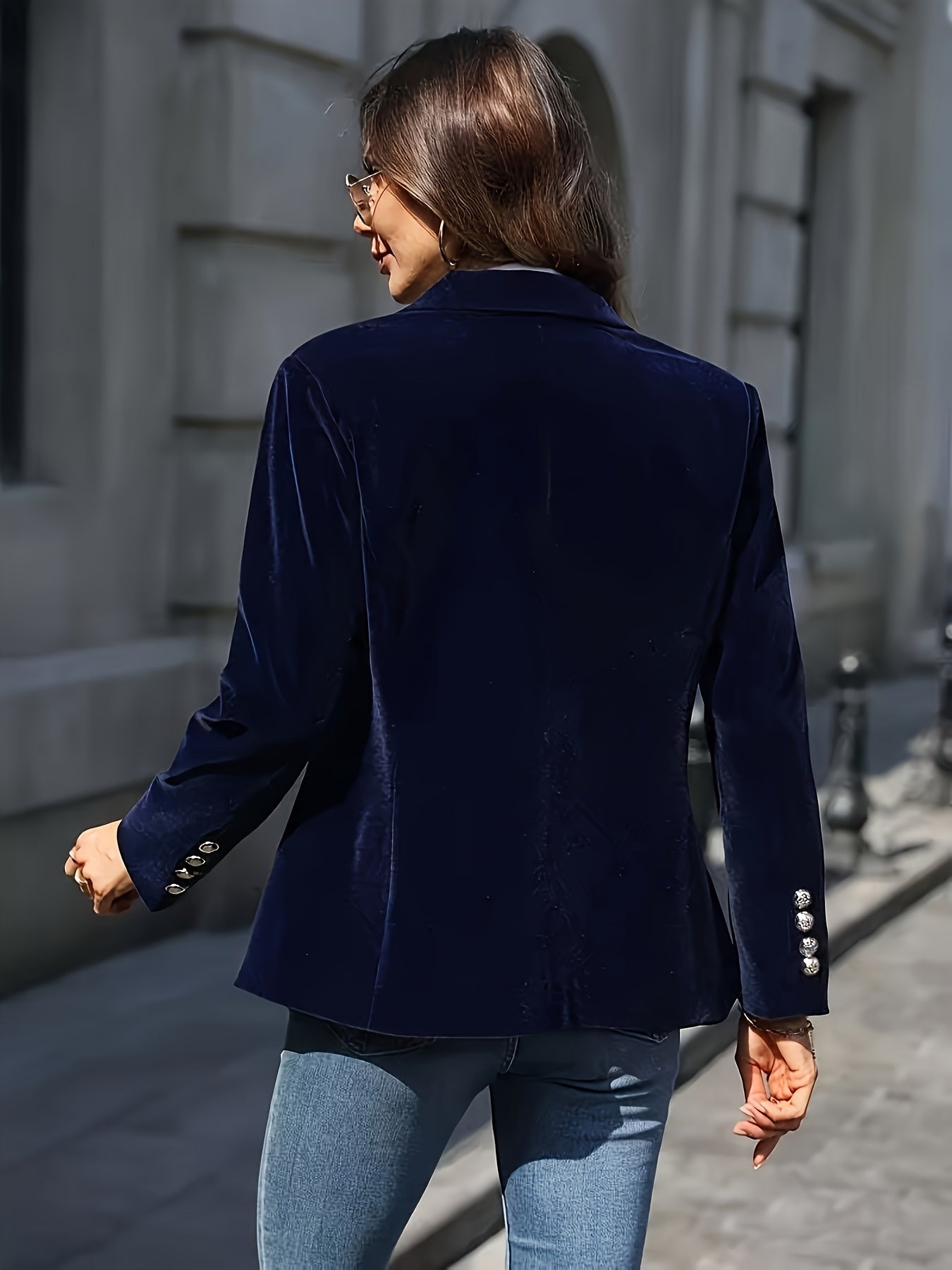 Blazer de Cor Sólida Elegante e Moderno para Mulher
