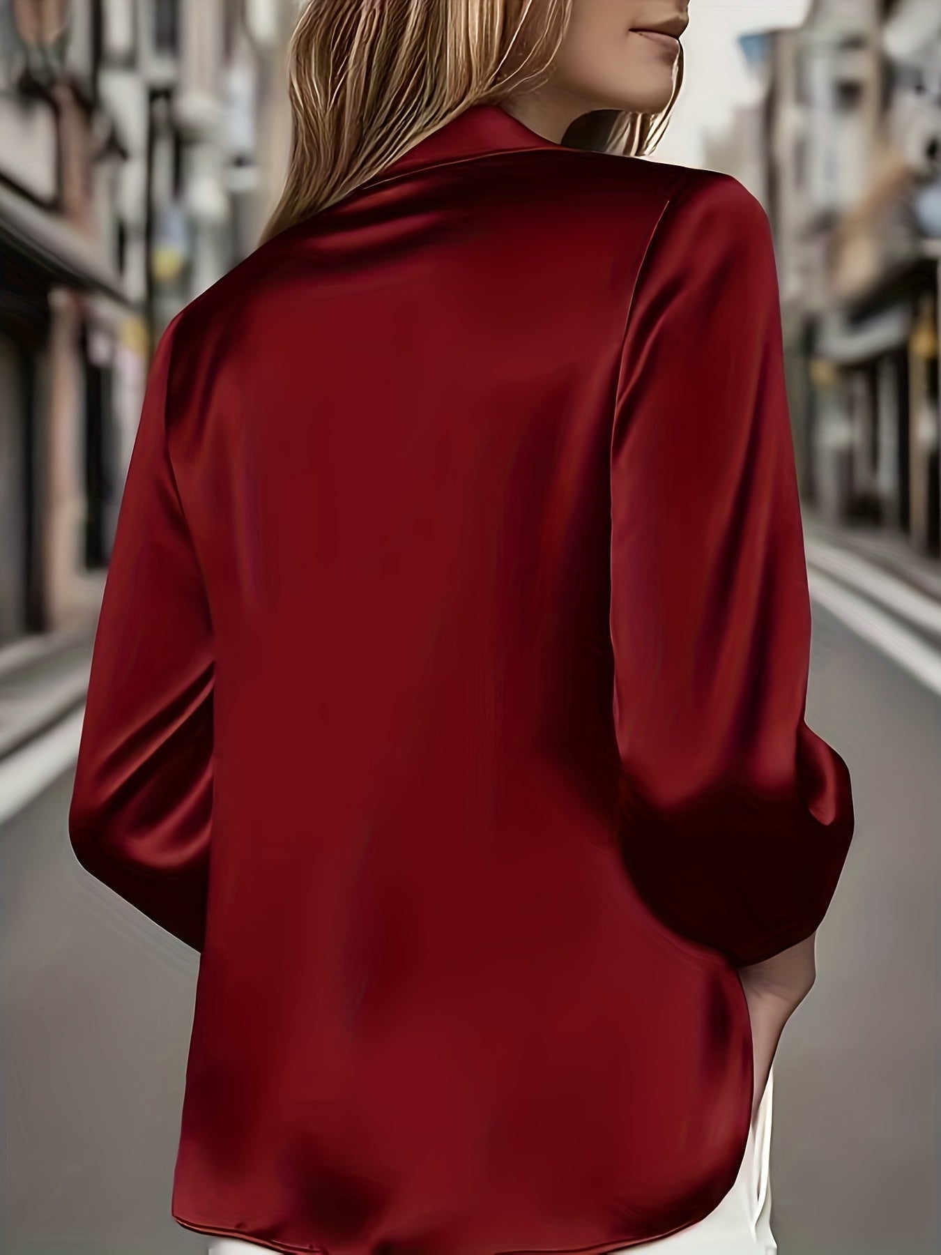 Camisa Feminina de Gola Alta, Top Solto e Simples com Gola Alta e Decote Oscilante