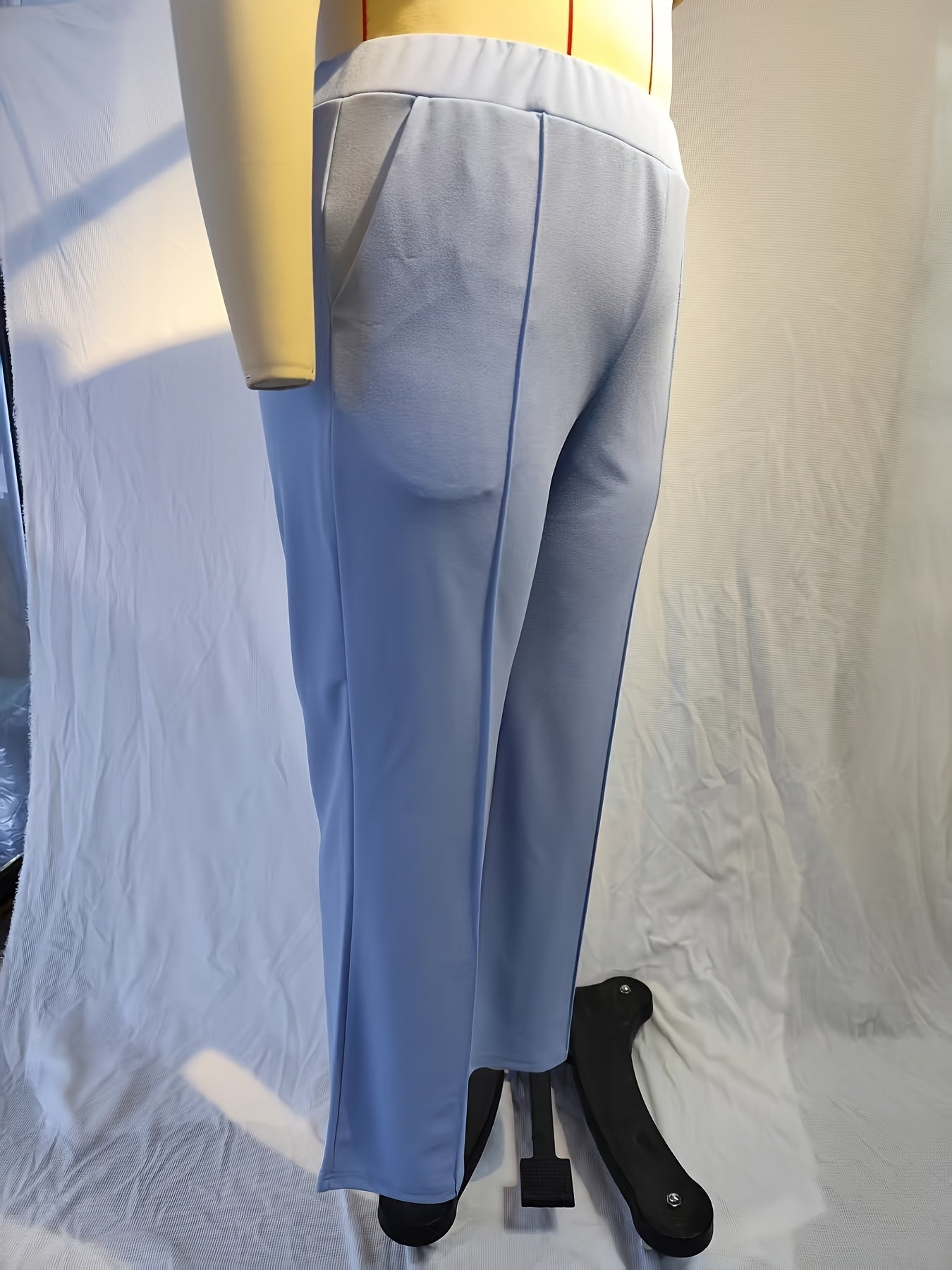 Calças Elegantes de Cintura Subida e Perna Larga | Ajuste Solto Confortável, Cor Lisa, Design Assimétrico com Bolsos, Roupa Casual para Todas as Estações, Lavável na Máquina