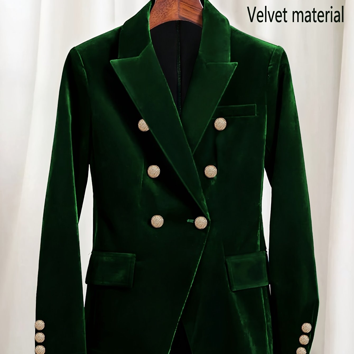 Blazer Elegante Feminino de Inverno com  Peito de Botões - Casaco de Terno de Cor Sólida Lavável à Máquina para Traje de Escritório Profissional, Guarda-Roupa de Outono/Inverno, Gola Clássica (Adequado para Eventos Semiformais)