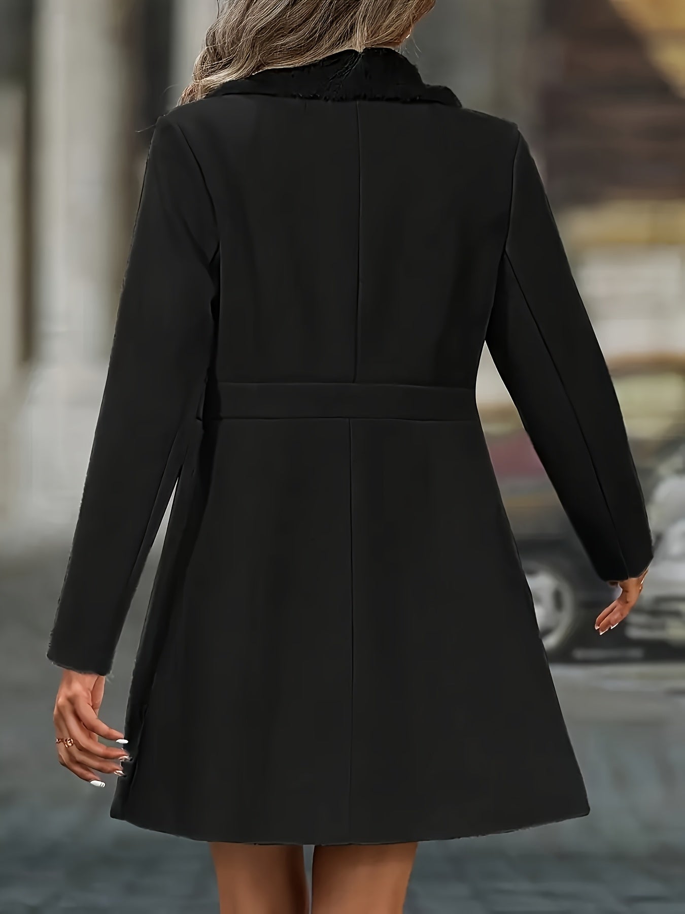 Casaco de Tweed Preto Elegante para Mulheres - Peça de Inverno Formal e Casual, Lavável na Máquina, Ideal para Escritório, Festas e Lazer - Casaco de Inverno com Detalhes de Falso Acabamento e Botões Estilosos