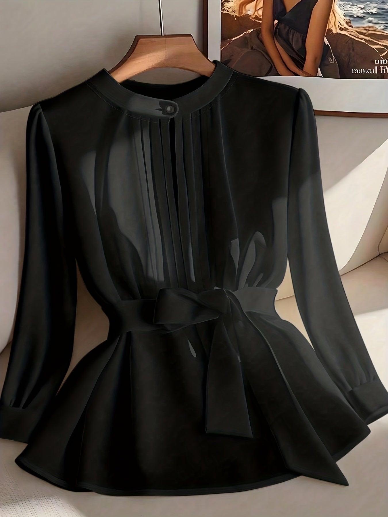Camisola Elegante de Moda para Mulher, Cor Sólida, Gola Redonda, Manga Comprida, Estilo Casual de Outono-Inverno | Comprimento Normal, Estilo Pulôver