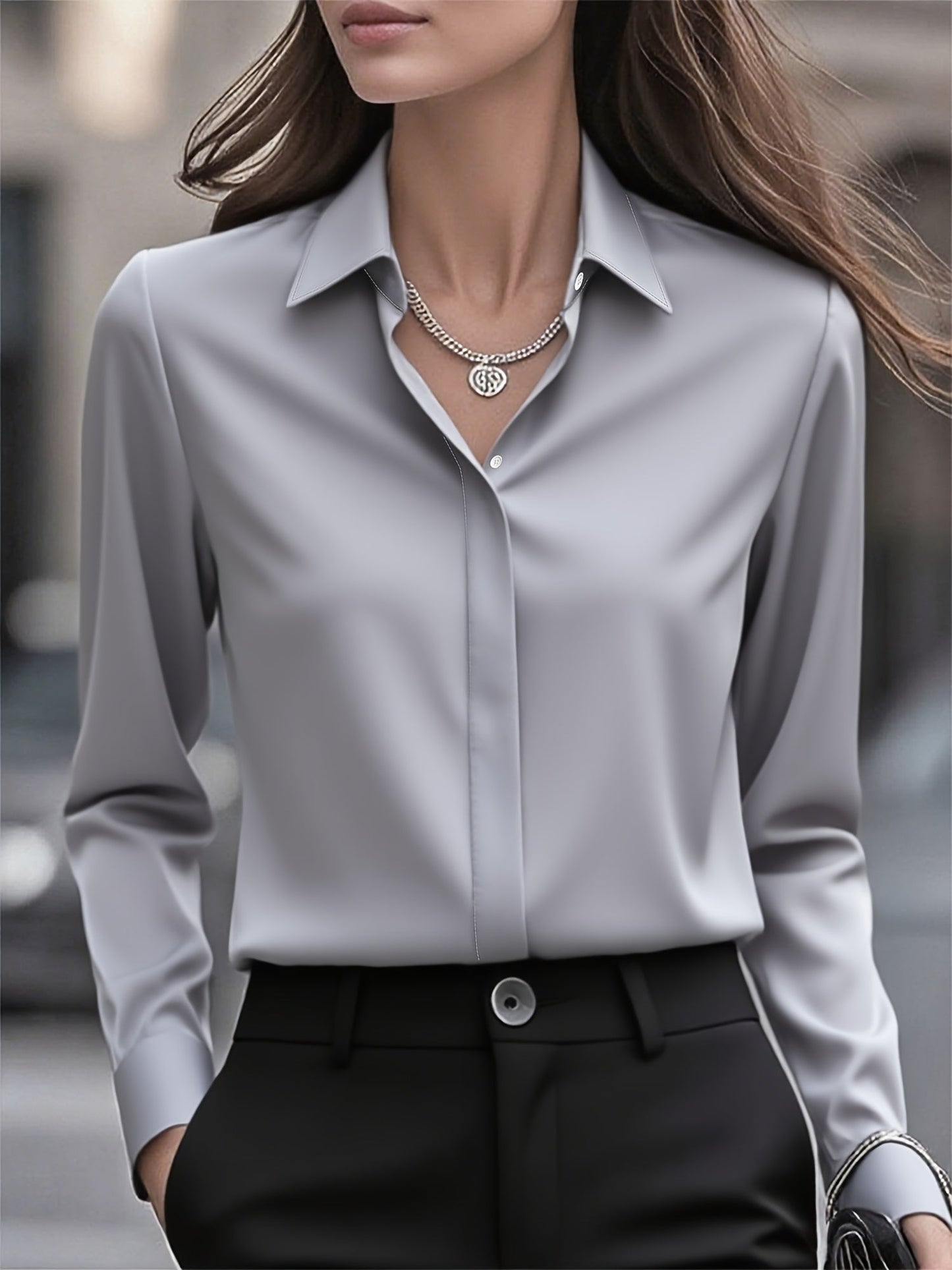 Camisa Interna Feminina de Manga Longa com Botões Ocultos e Design de Moda para Mulheres do Oriente Médio