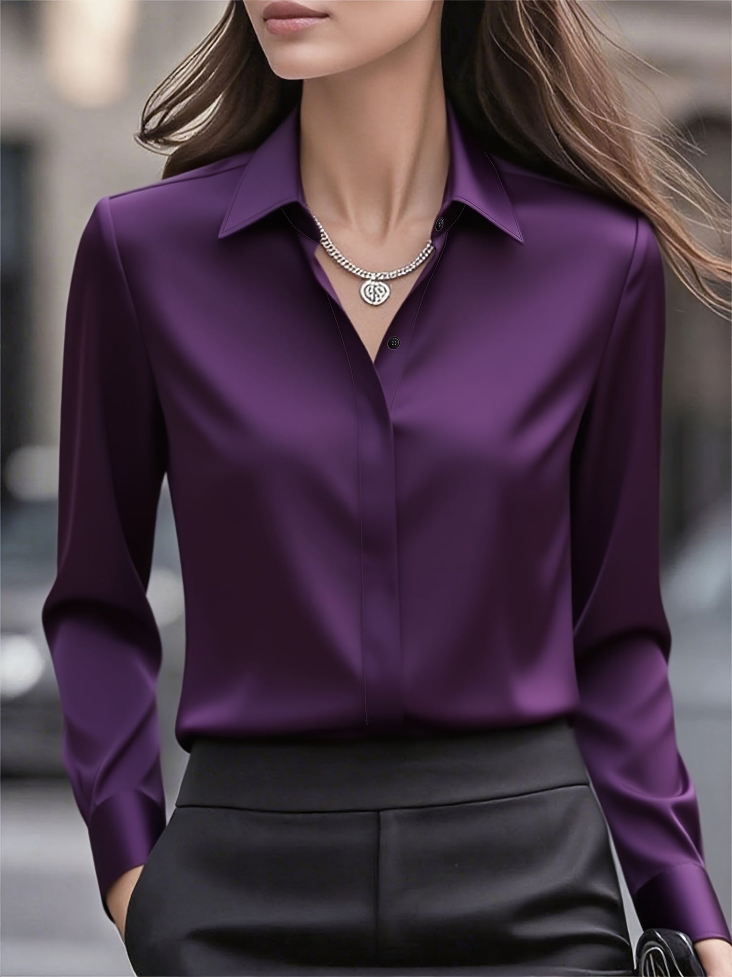 Camisa Interna Feminina de Manga Longa com Botões Ocultos e Design de Moda para Mulheres do Oriente Médio