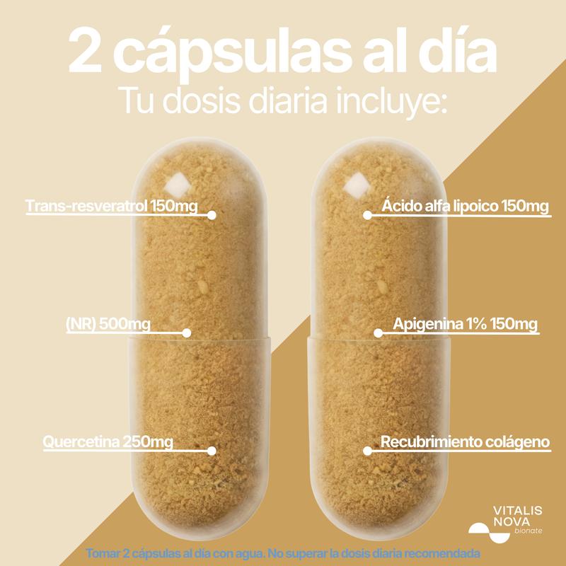 NAD+ 5 en 1 Trans-resveratrol Energía y Antienvejecimiento