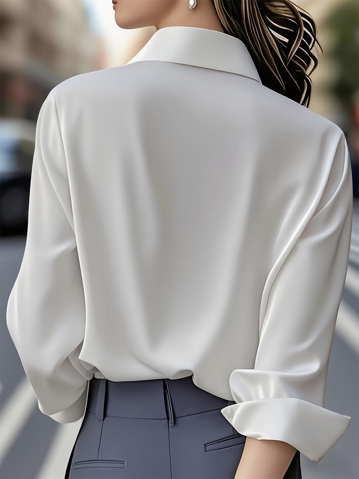 Camisa Interna Feminina de Manga Longa com Botões Ocultos e Design de Moda para Mulheres do Oriente Médio