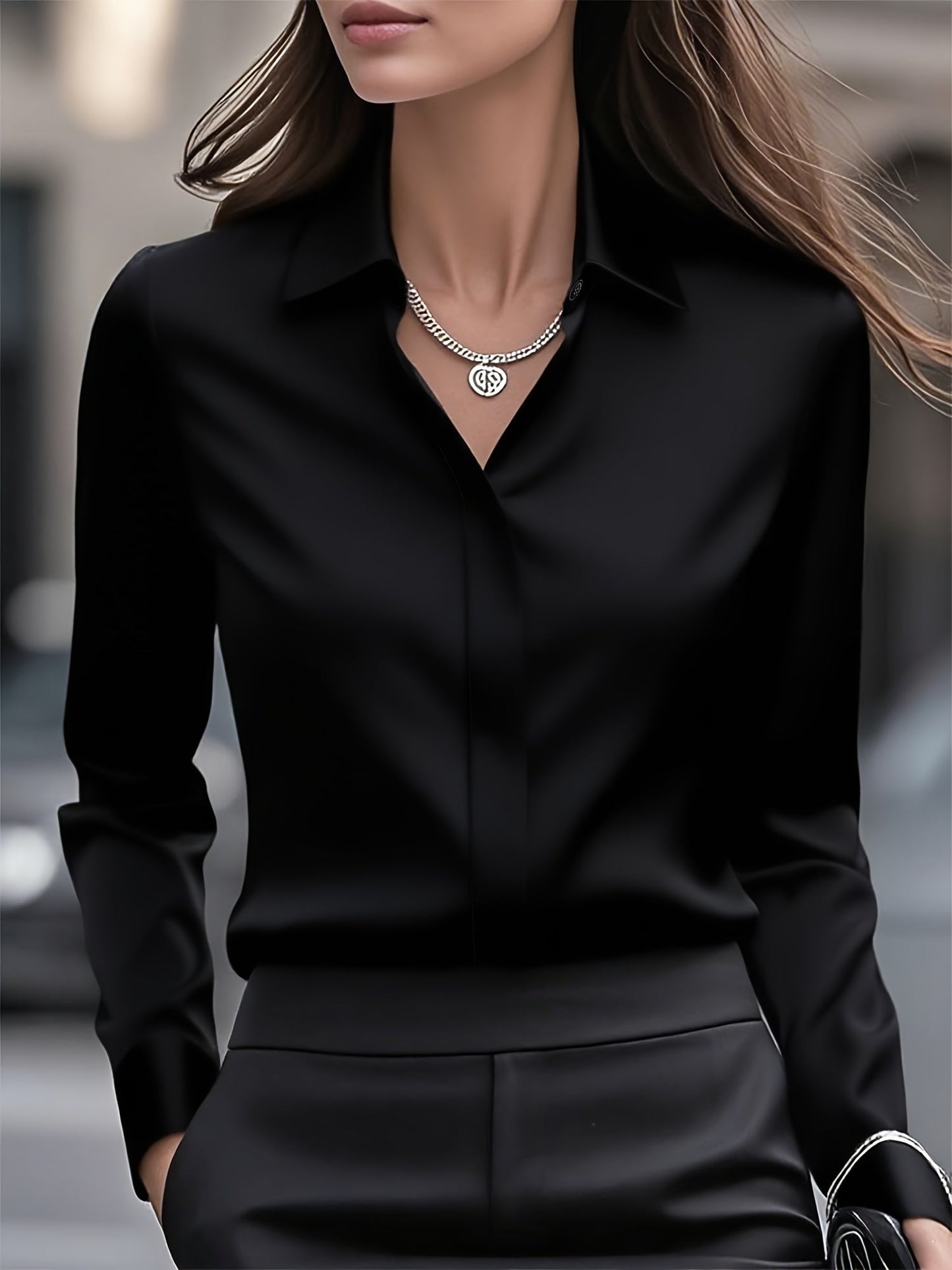 Camisa Interna Feminina de Manga Longa com Botões Ocultos e Design de Moda para Mulheres do Oriente Médio