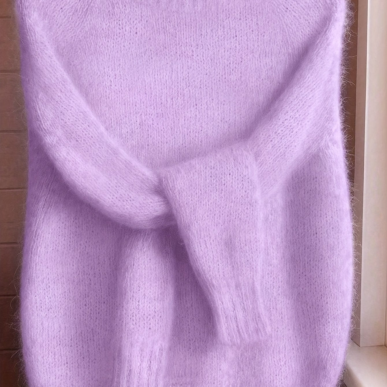 Camisola de Escovado para Mulher | Manga Raglan de Inspiração Francesa, Acolchoada com Ombros Descaídos, Gola Redonda, Cor Sólida, Manga Comprida para Outono/Inverno, Ideia de Presente de Aniversário de Natal