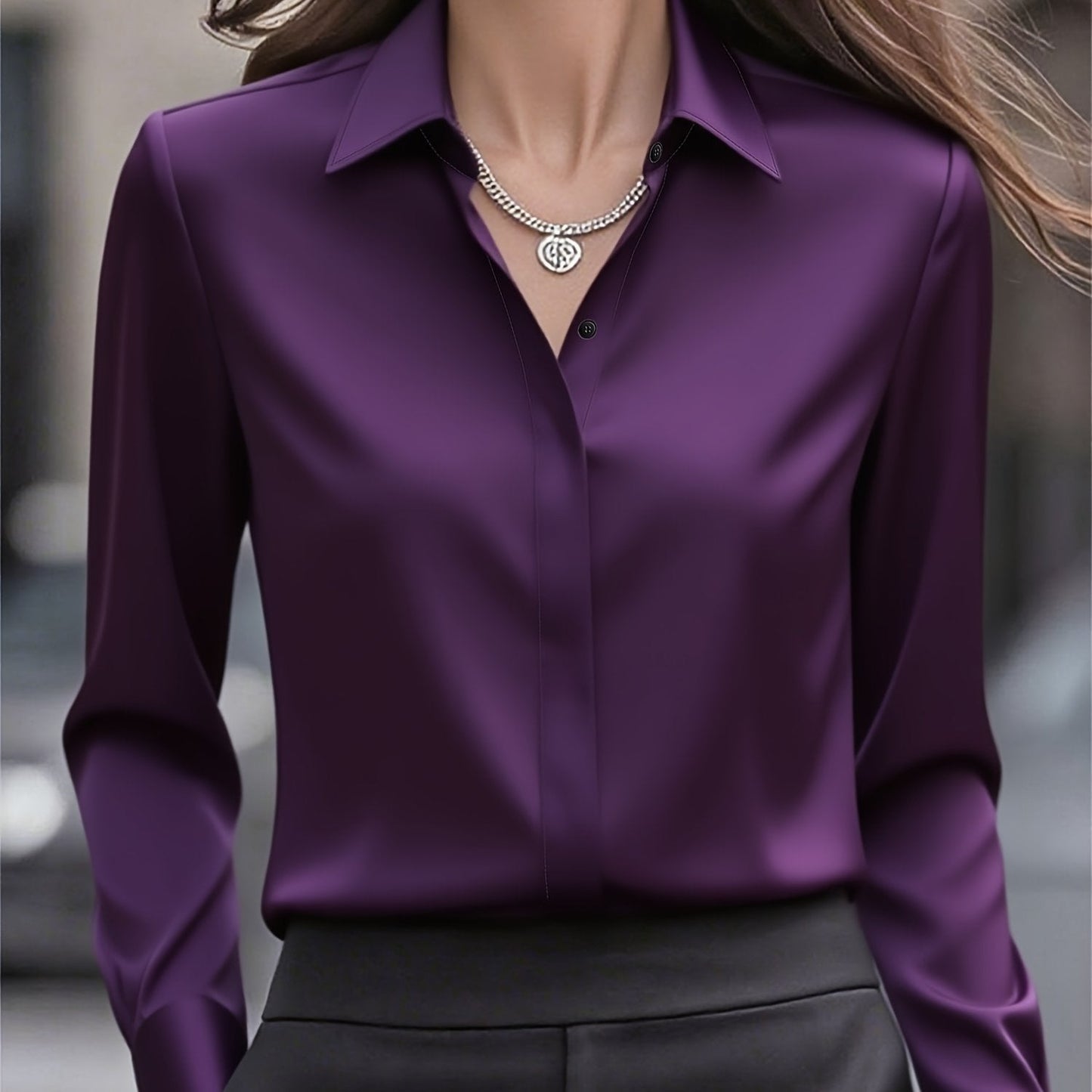 Camisa Interna Feminina de Manga Longa com Botões Ocultos e Design de Moda para Mulheres do Oriente Médio