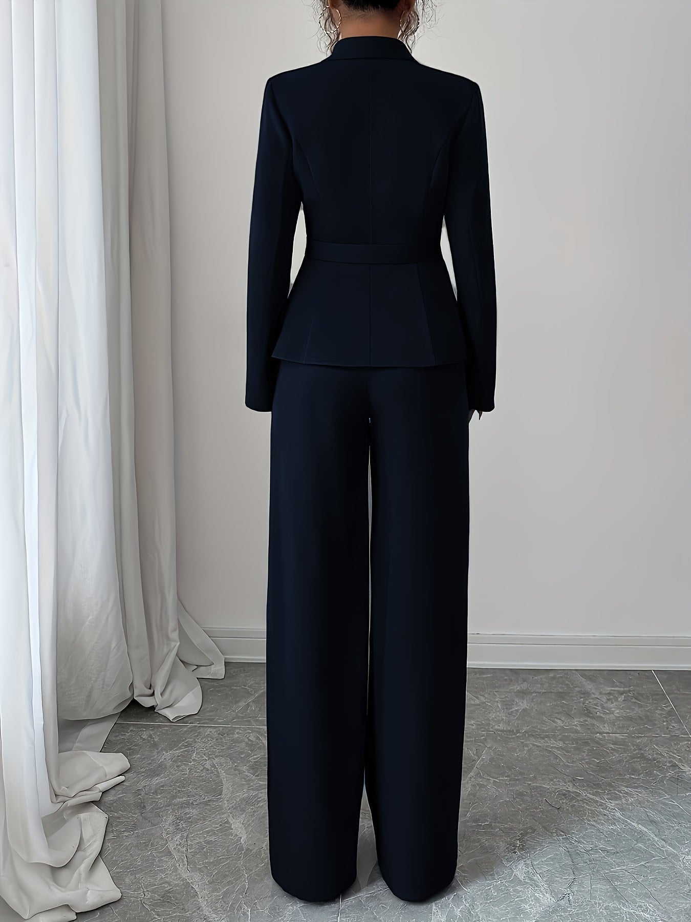 Terno feminino de cor sólida, requintado e elegante, ideal para escritório, deslocamento, estilo urbano, romance francês, casual, retrô do Oriente Médio, chá da tarde, festa, Ação de Graças, volta às aulas, primavera/outono/inverno, terno de duas peças pa