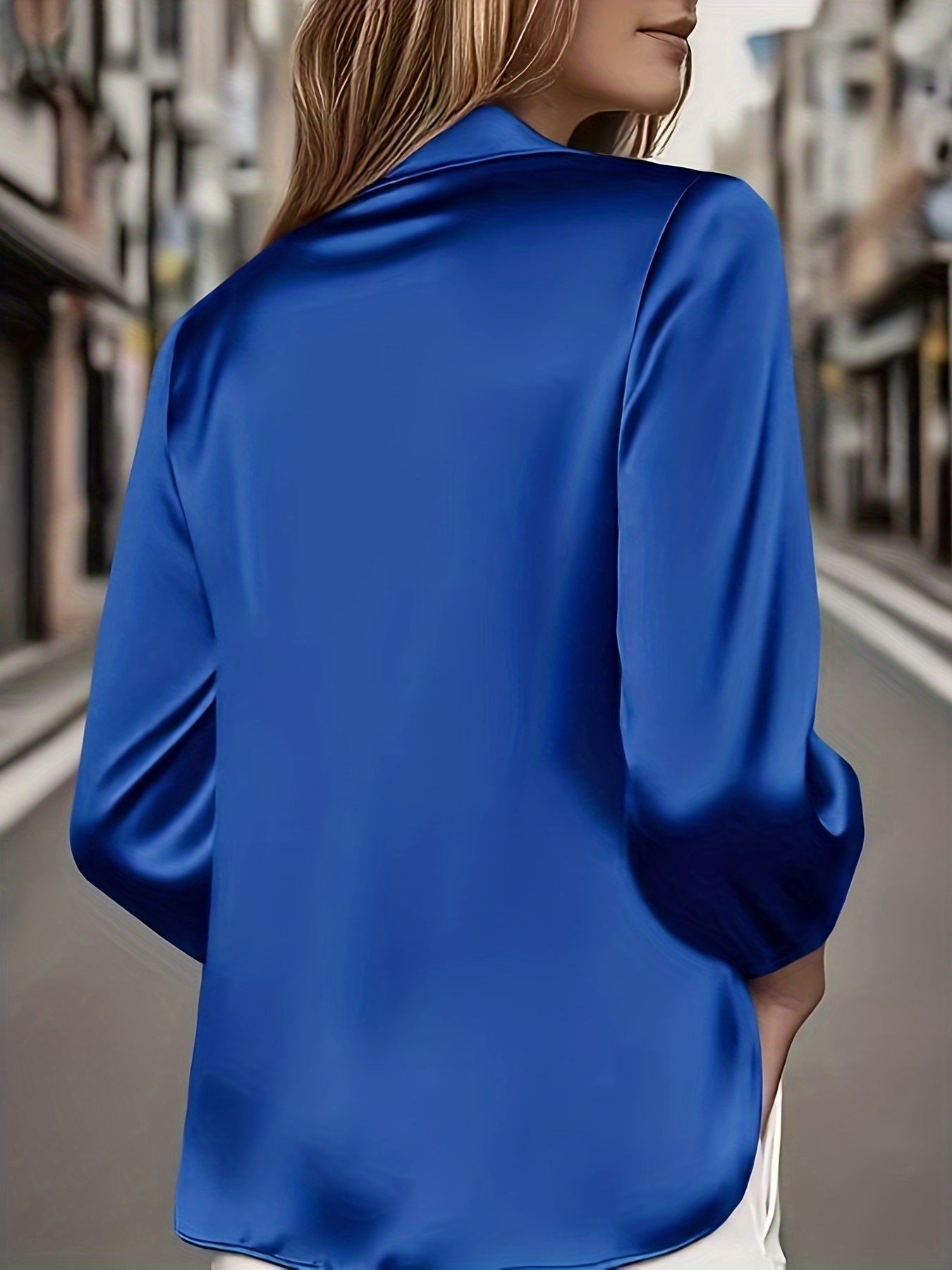 Camisa Feminina de Gola Alta, Top Solto e Simples com Gola Alta e Decote Oscilante