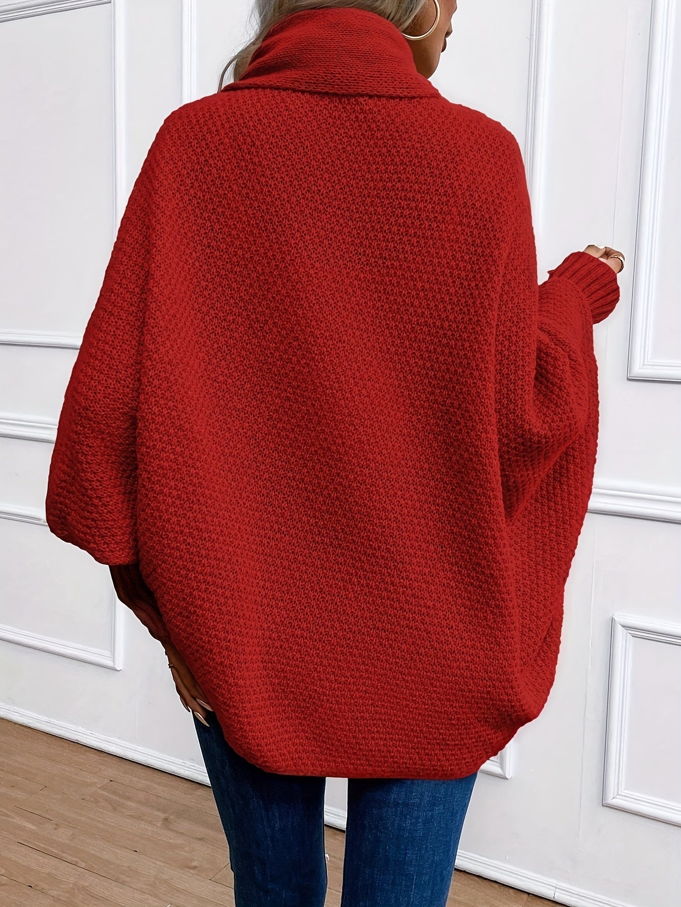 Cardigan Elegante de Cor Lisa com Mangas Lanterna e Gola Chales para Mulher, Ideal para o Outono e Inverno.
