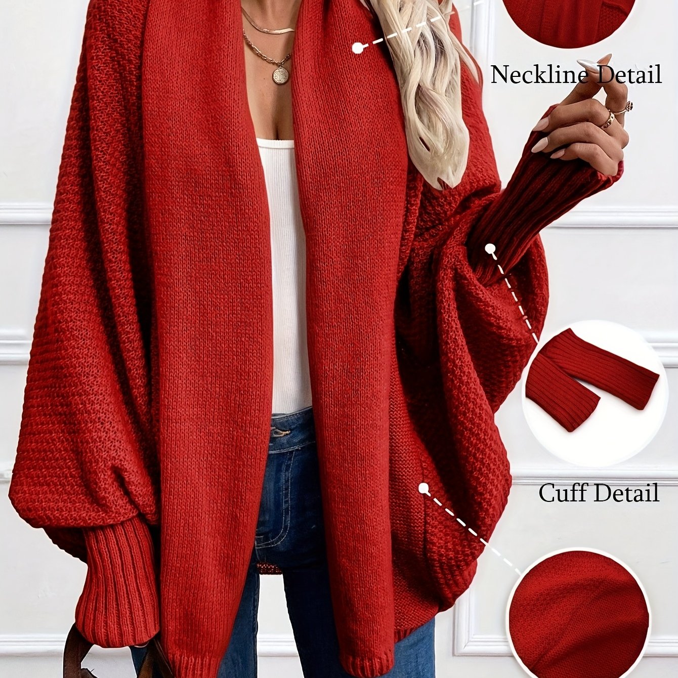 Cardigan Elegante de Cor Lisa com Mangas Lanterna e Gola Chales para Mulher, Ideal para o Outono e Inverno.