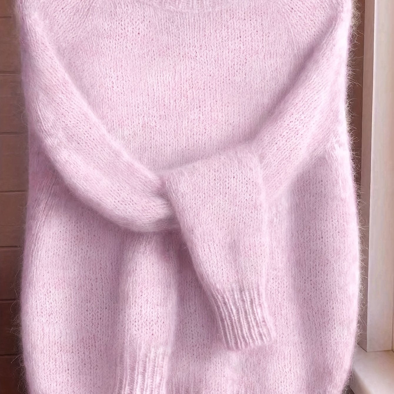 Camisola de Escovado para Mulher | Manga Raglan de Inspiração Francesa, Acolchoada com Ombros Descaídos, Gola Redonda, Cor Sólida, Manga Comprida para Outono/Inverno, Ideia de Presente de Aniversário de Natal