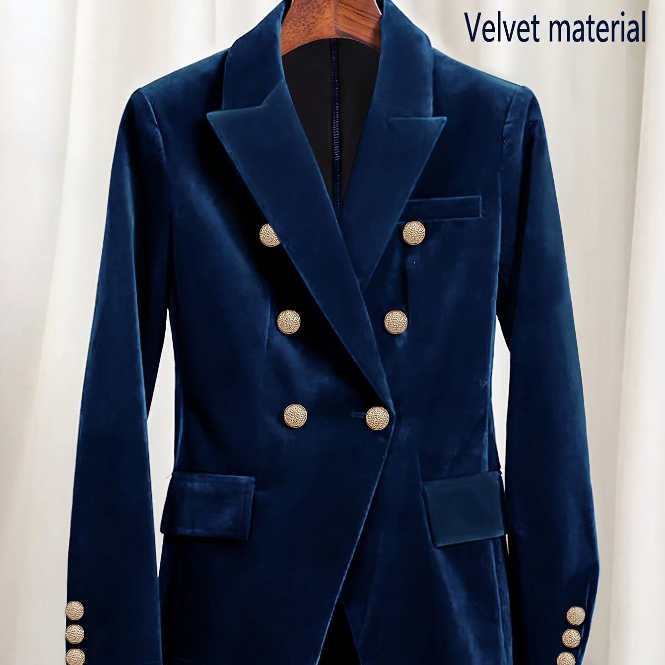 Blazer Elegante Feminino de Inverno com  Peito de Botões - Casaco de Terno de Cor Sólida Lavável à Máquina para Traje de Escritório Profissional, Guarda-Roupa de Outono/Inverno, Gola Clássica (Adequado para Eventos Semiformais)
